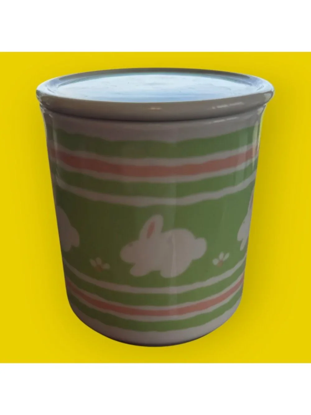 Vintage Hallmark Easter Spring Fever Pastel Bunny Mug with Lid